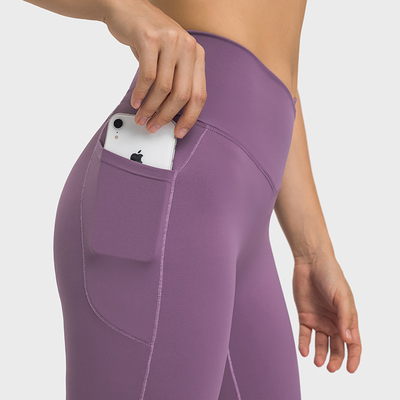 Women's New Cross Waist Sports Tights Side Pocket Yoga Pants Elastic