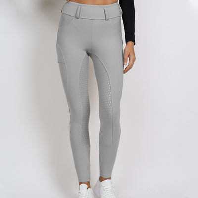 Silver Gray Breeches Women Horse Riding Tights 280gsm Custom Logo
