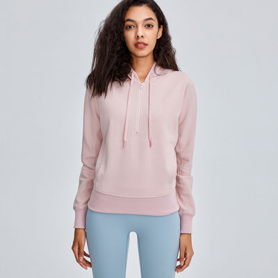 Pink Sports Loose Hoodie With Pocket Women's Training Running Sweater XL