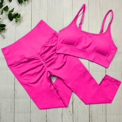 Yoga Outfit for Women Seamless 2 Piece Workout Gym High Waist Leggings with Sport Bra Set