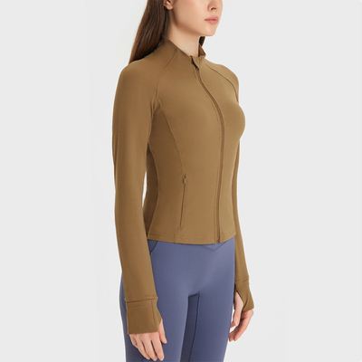 Zipper Pocket Horse Riding Tops Stand Collar Equestrian Jackets With Thumb Hole