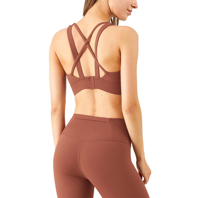 Cross Back Padded Sexy Yoga Sports Bra Women Breathable Four Way Stretch