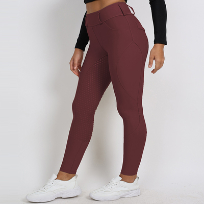 Women Burgundy Riding Breeches Quick Dry Silicone Grip Full Seat Riding Breeches