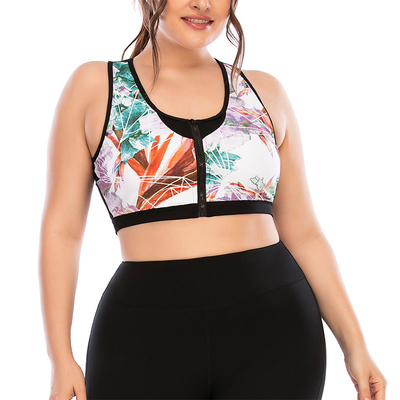 Front Zip Gym Plus Size Two Piece Workout Sets Sleeveless Nylon Spandex
