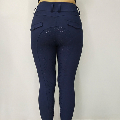 Womens Horse Riding Pants Navy Blue Front Pocket Full Seat Silicone Grip Breeches