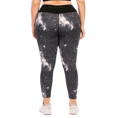 Elastic Running Patterned Yoga Pants High Density Polyester With Zipper Pocket