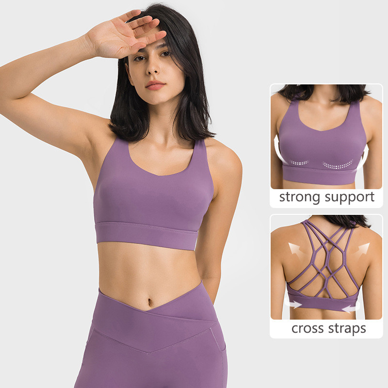 Multi-strand Cross Straps Sports Bra Womens High Elastic Yoga Bra