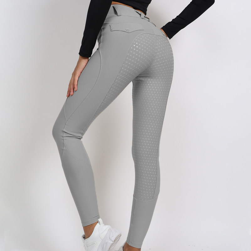 Silver Gray Breeches Women Horse Riding Tights 280gsm Custom Logo