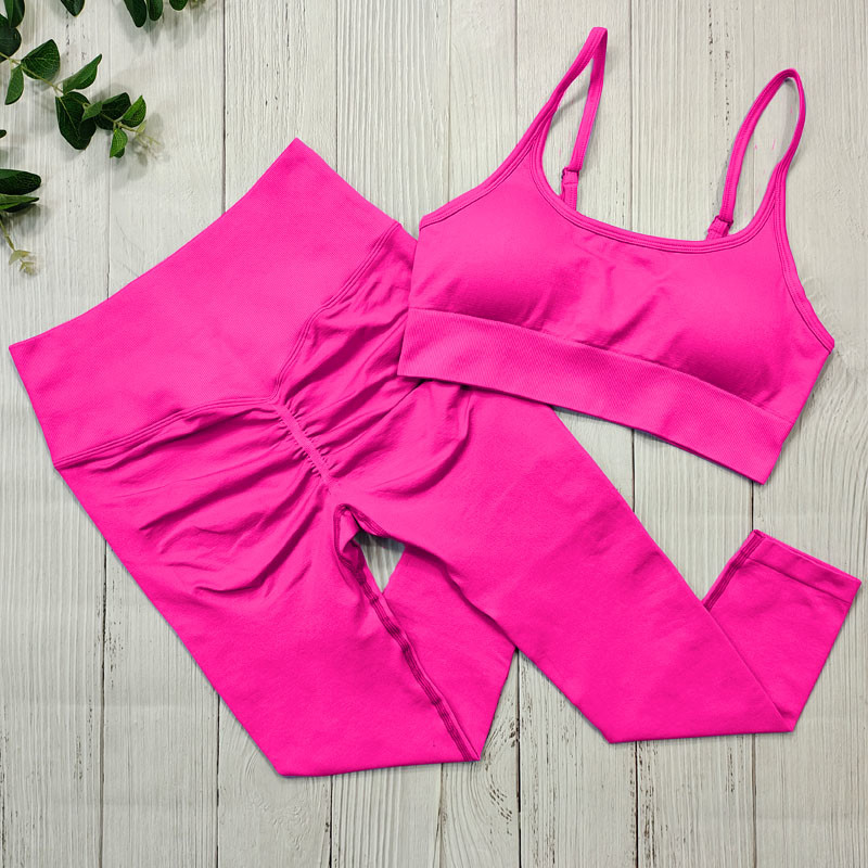 Yoga Outfit for Women Seamless 2 Piece Workout Gym High Waist Leggings with Sport Bra Set